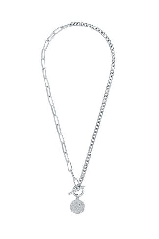 SILVER Stacie Toggle Chain Coin Necklace