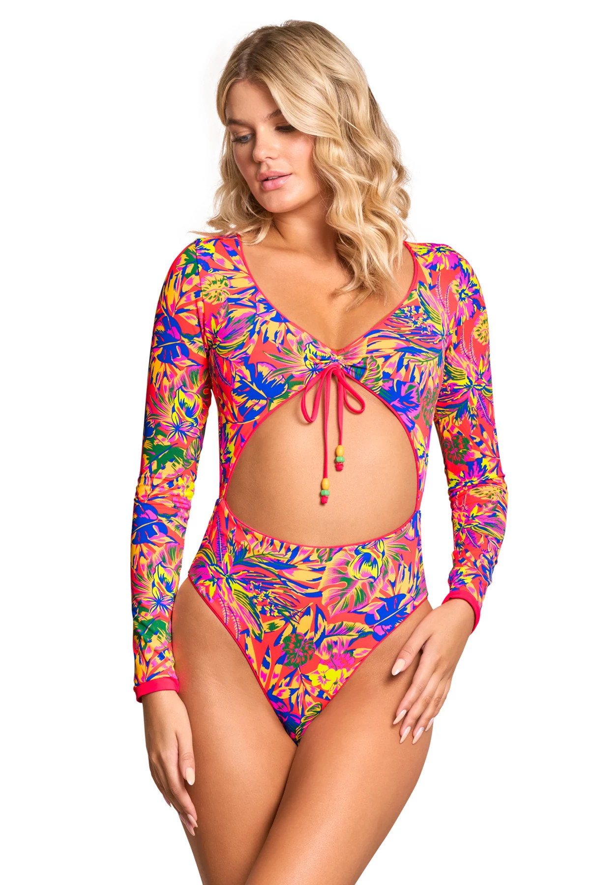 CHERRY RED Rose Reversible Cutout Surfsuit image number 2