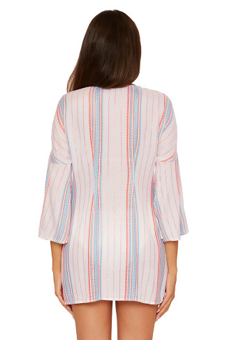 WHITE/CORAL ROSE/OASIS MULTI Tie Front Kimono