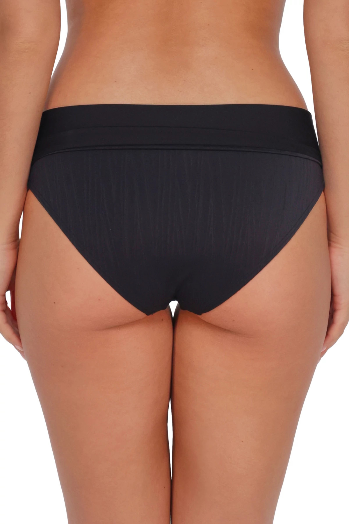 BLACK SEAGRASS TEXTURE Capri High Waist Bikini Bottom image number 3