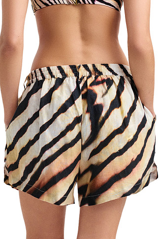 SHELL STRIPE Getaway Linen Shorts