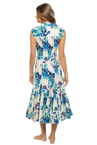 BLURRED BOUQUET Charlotte Floral Midi Dress