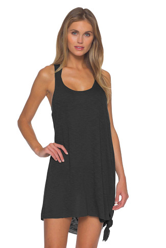 BLACK Tie Side Scoop Mini Dress