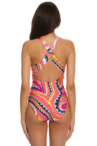 MULTI Swirl Plunge One Piece Swimsuit