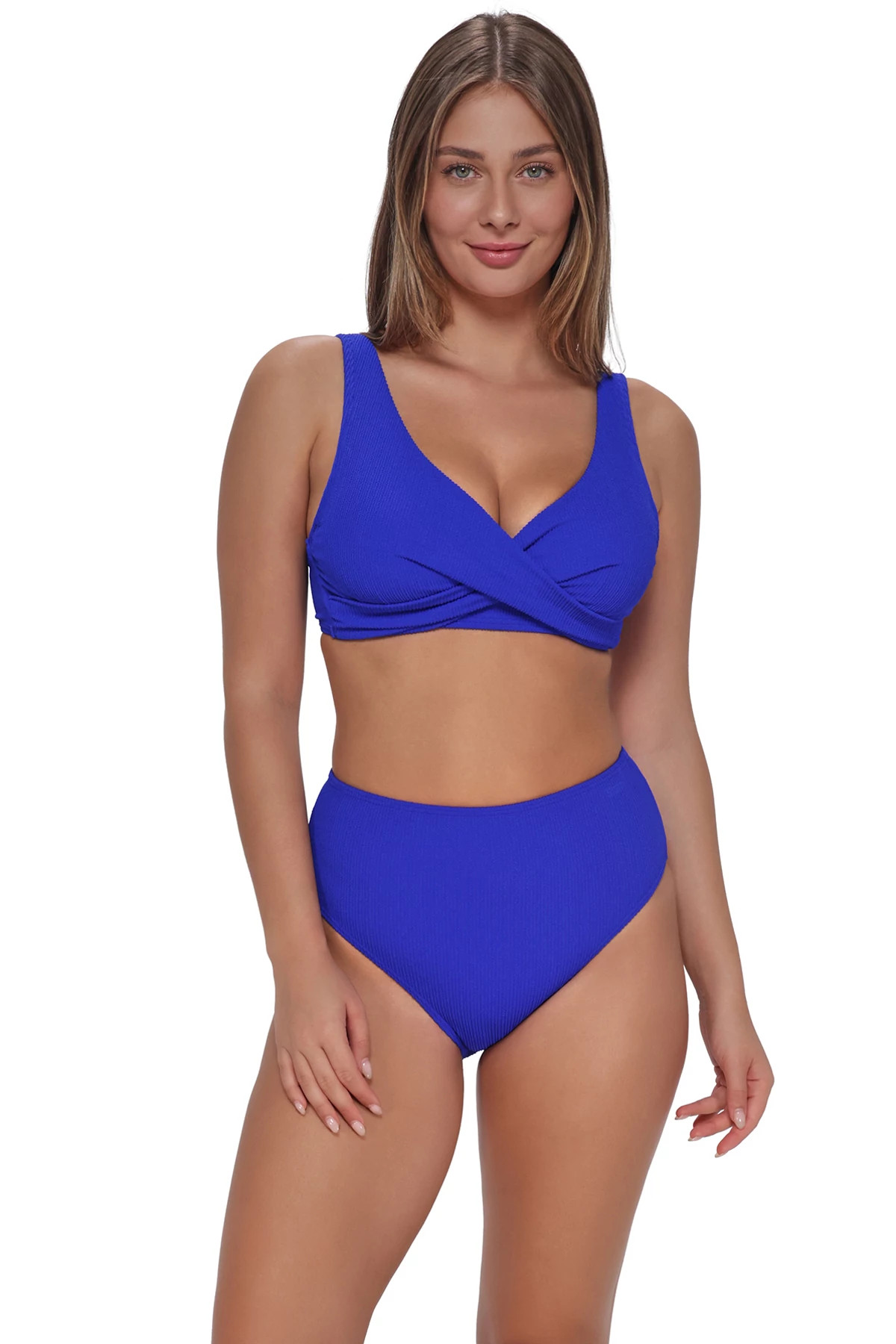 VIVID BLUE RIB Mirabella Underwire Bikini Top image number 1