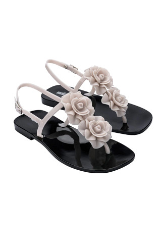 BLACK/BEIGE Garden T-Strap Sandals