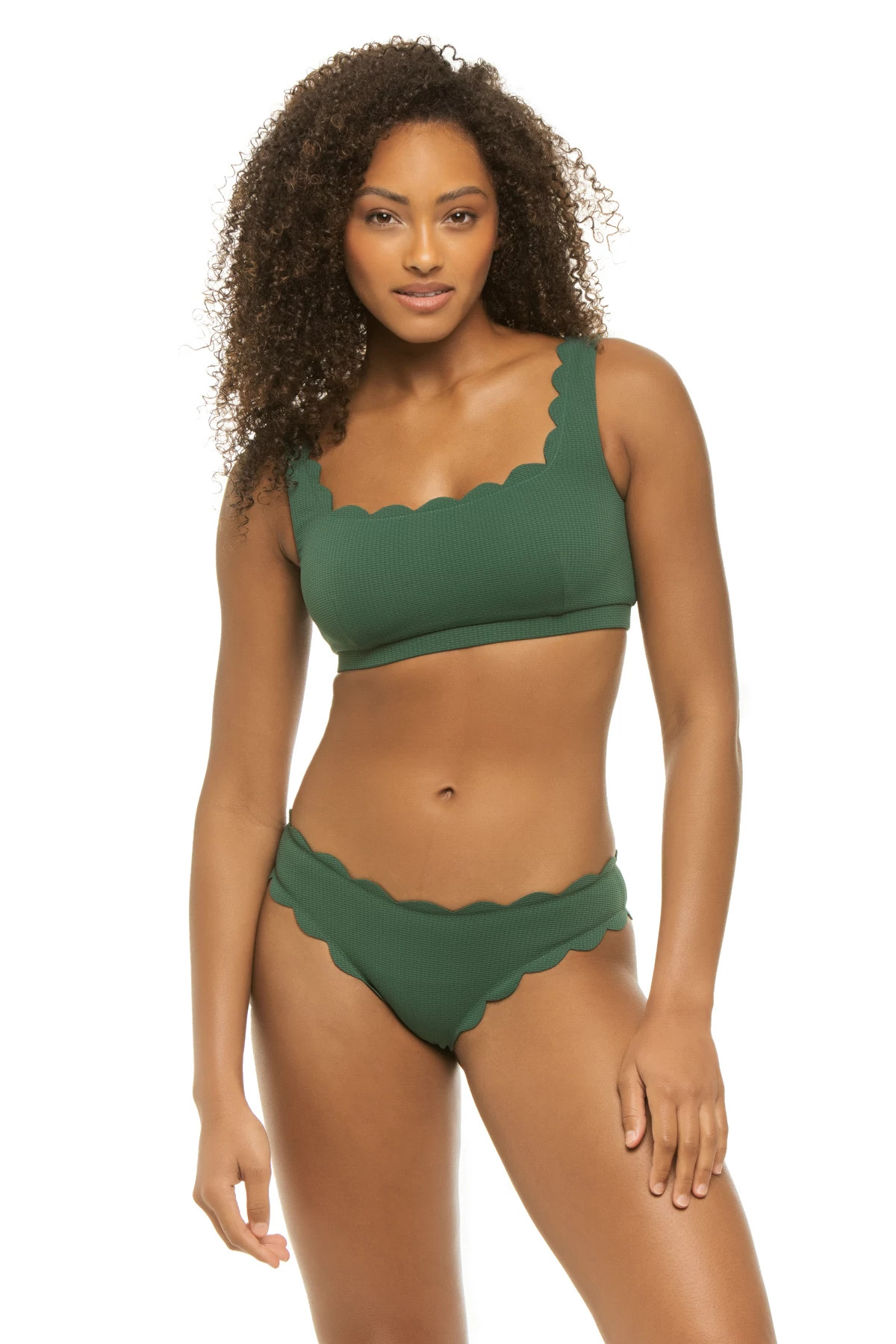 Green store scalloped bikini