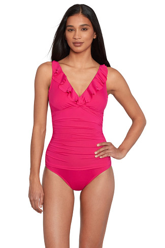 ORCHID Ruffle Over The Shoulder One Piece Swimsuit