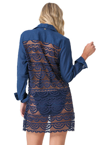 NAVY Millie Linen Shirt Dress