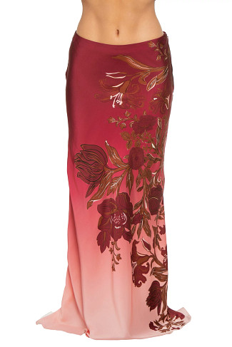BURGUNDY Floral Maxi Skirt
