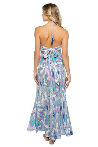 BLUE PADANG PPD Carla Halter Maxi Dress