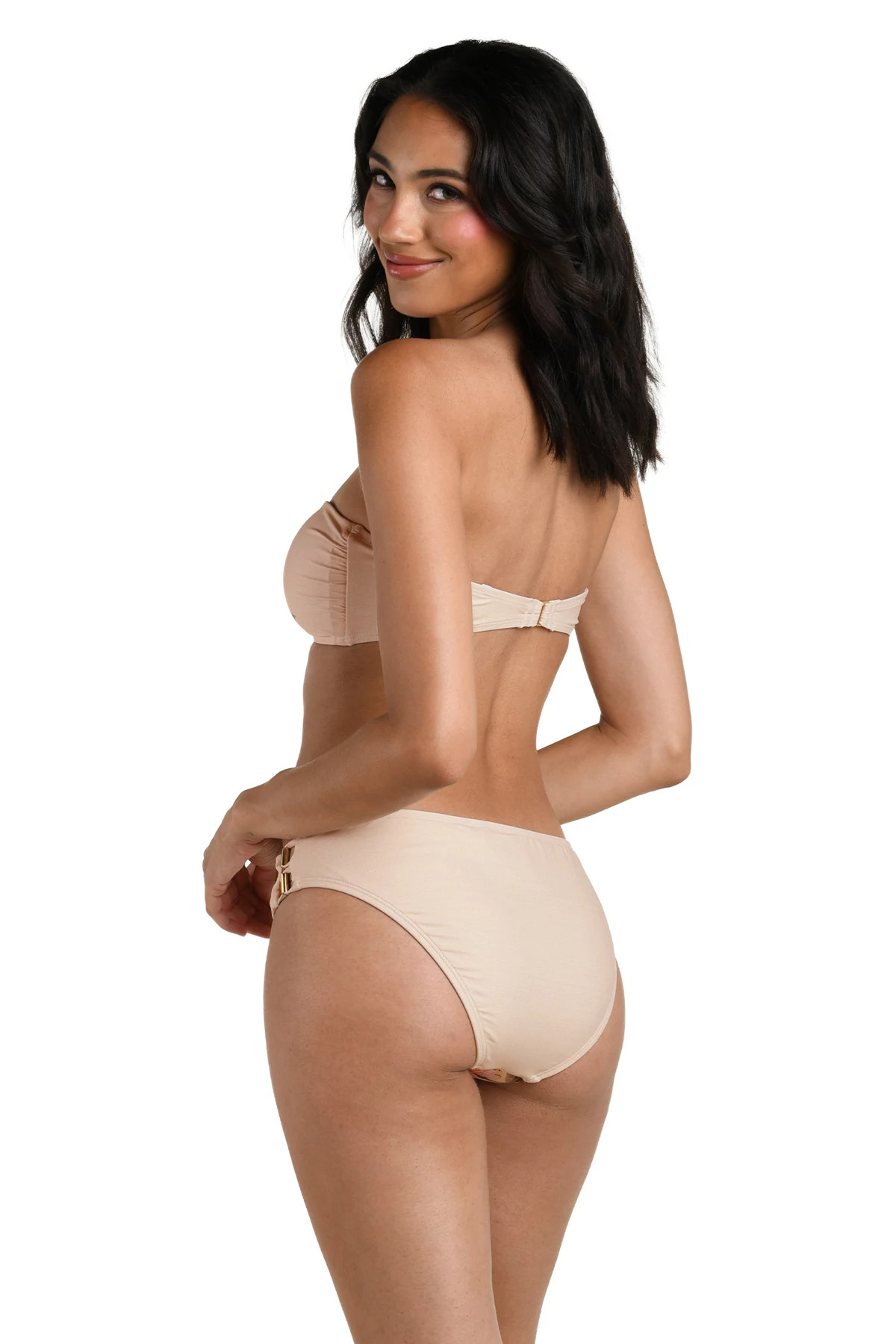 CHAMPAGNE Palm Print Bandeau Bikini Top image number 3