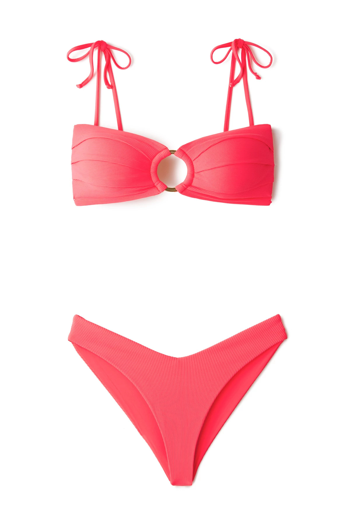 HOT CORAL Cannes Bandeau Bikini Top image number 4