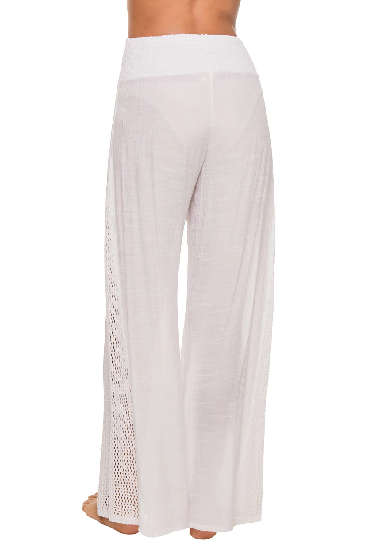 WHITE Crochet Smocked Pants image number 2
