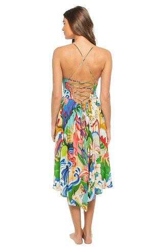GARDEN OF LIFE MULTICOLOR Garden Of Life Plunge Midi Dress