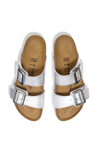 METALLIC SILVER Sydney Metallic Buckle Slide Sandal