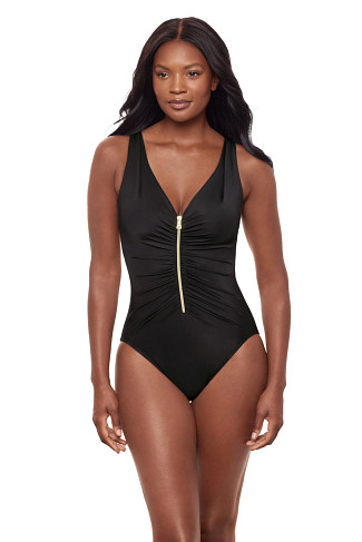 BLACK Zipt One Piece Swimsuit