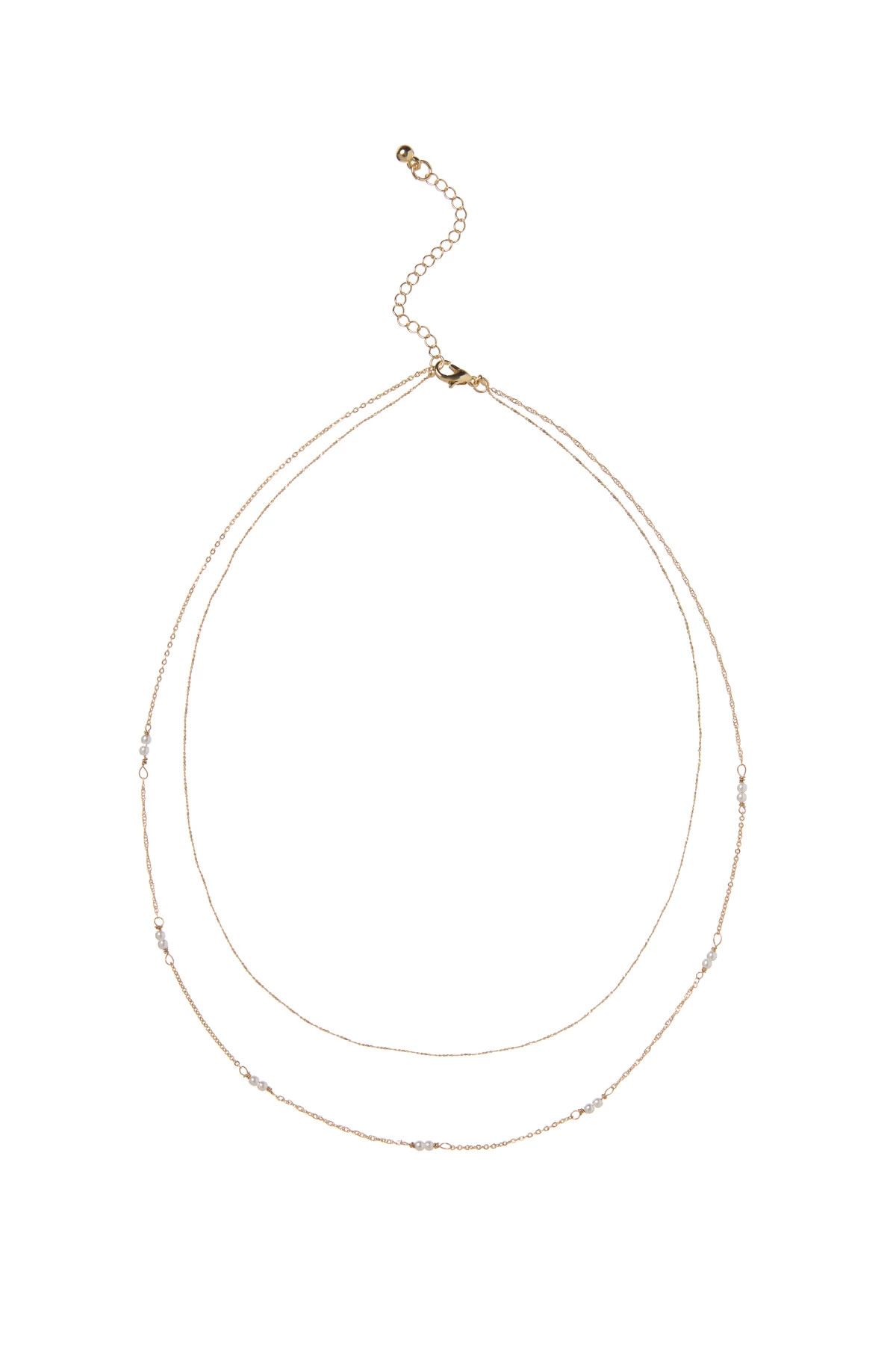 GOLD Layered Gold Chain Pearl Necklace image number 1