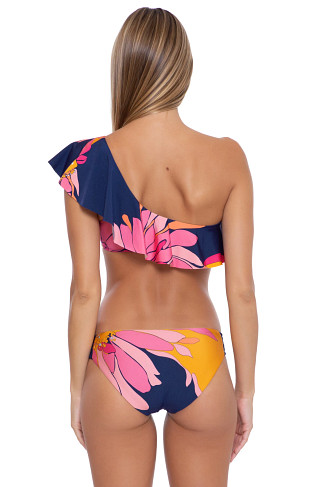 MULTI Floral Ruffle Asymmetrical Bikini Top