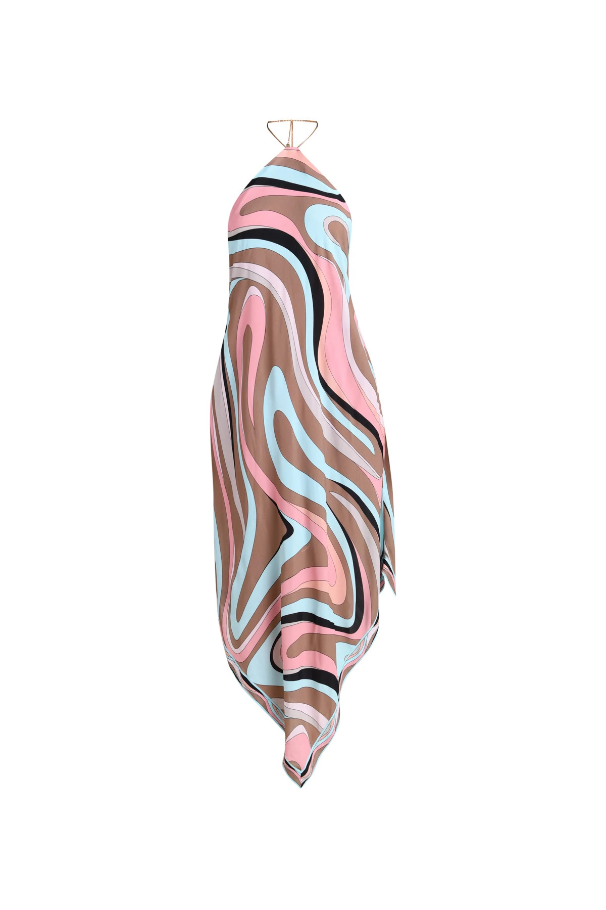 ICE BLUE MULTI Elise Swirl Print Halter Midi Dress image number 4