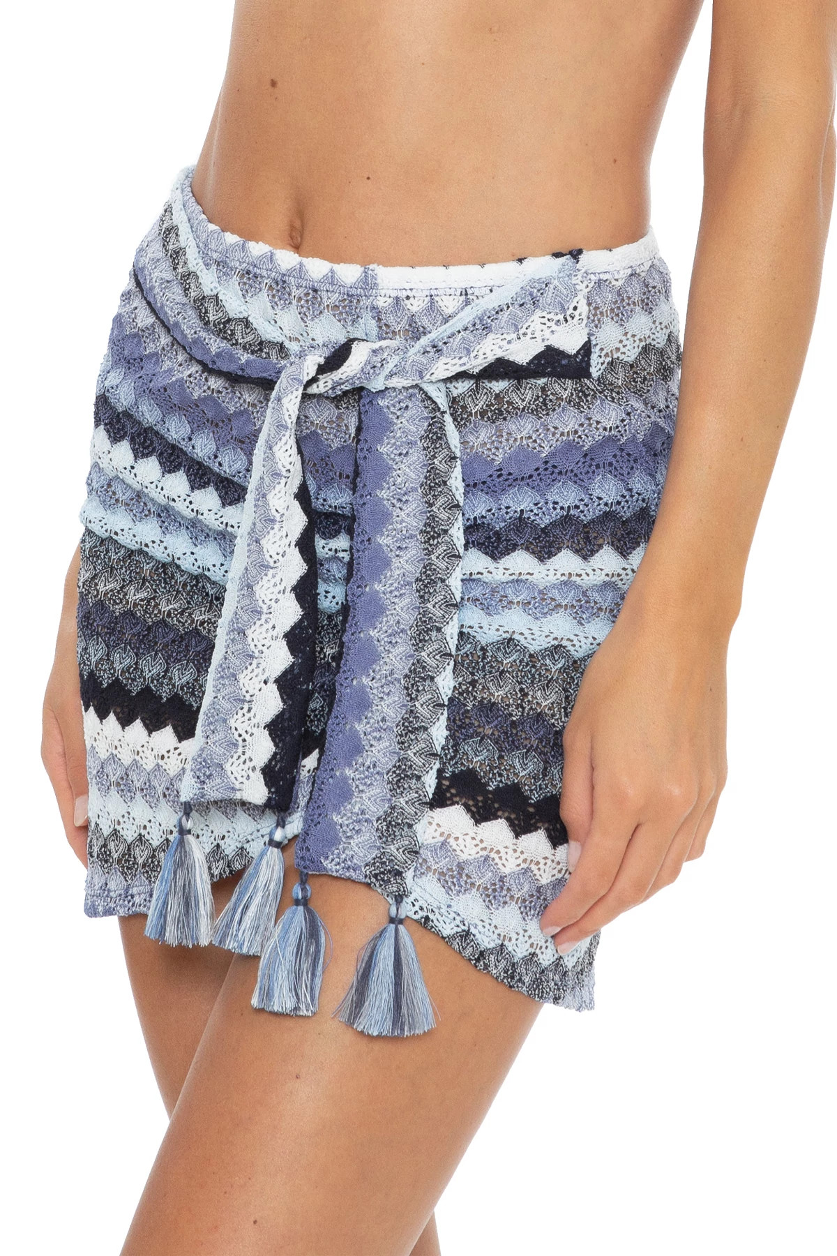 WATERFALL MULTI Crochet Stripe Sarong Skirt image number 3