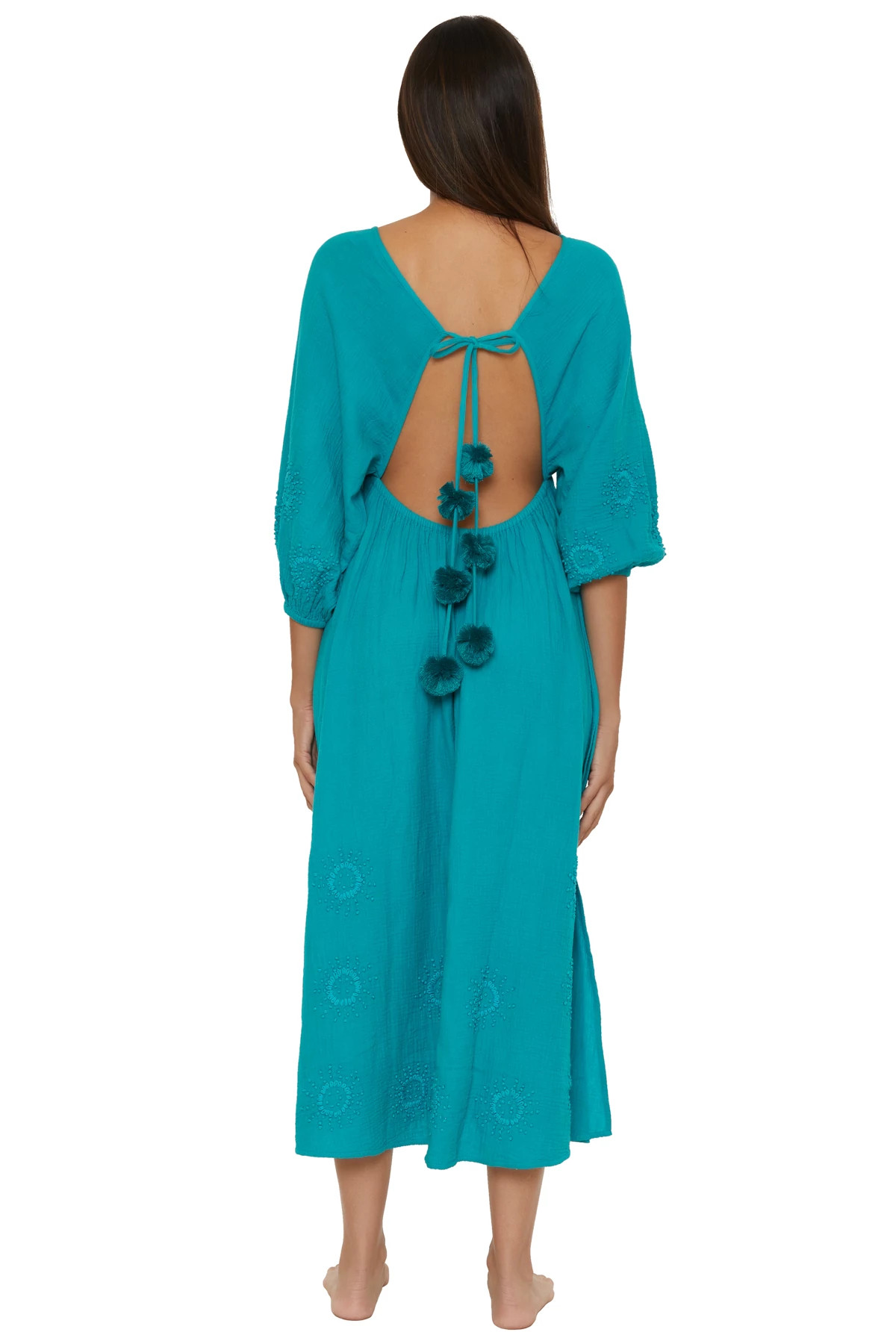 TURKANA TEAL Open Back Maxi Dress image number 2