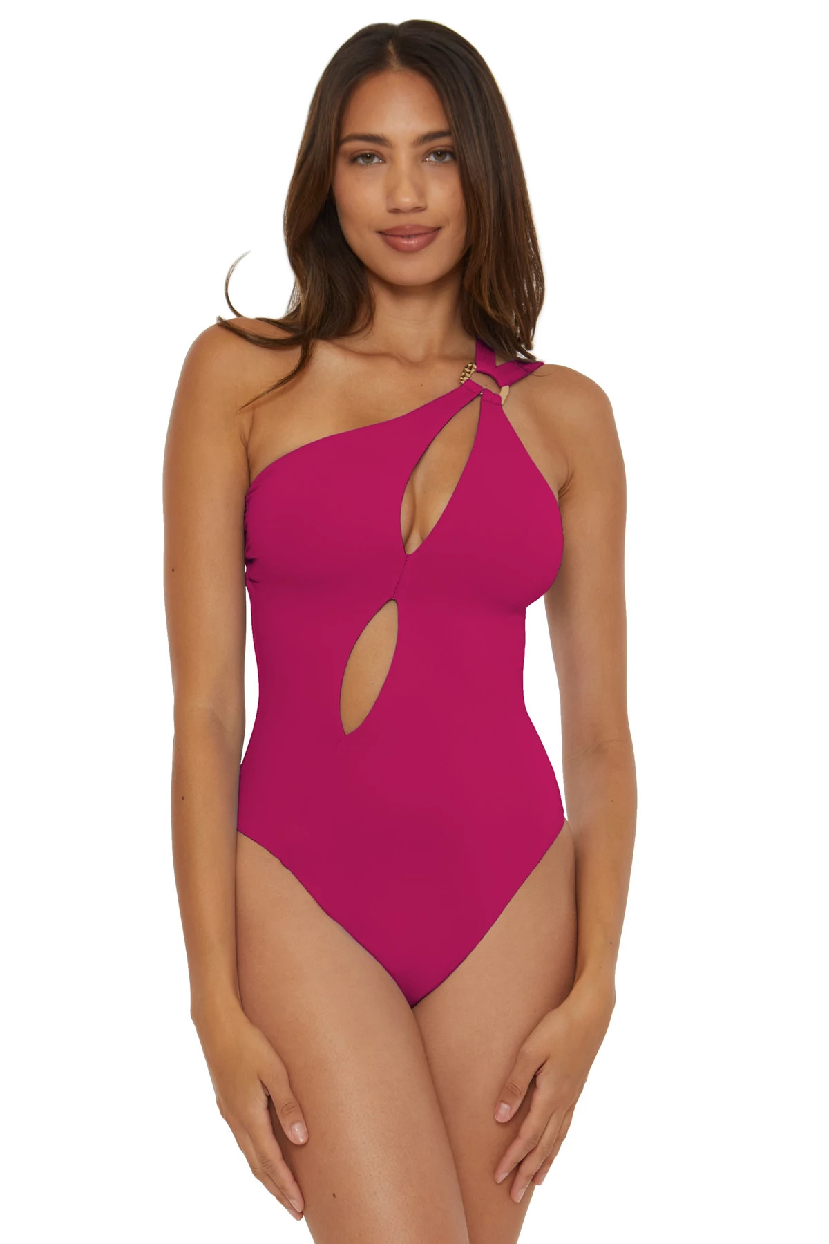 PINK Tahiti Asymmetrical One Piece Swimsuit image number 1