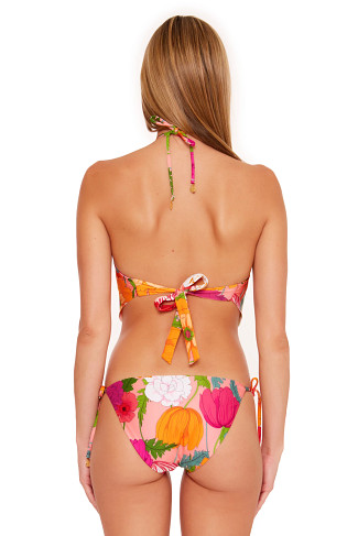MULTI Sunny Bloom High Neck Apron Bikini Top