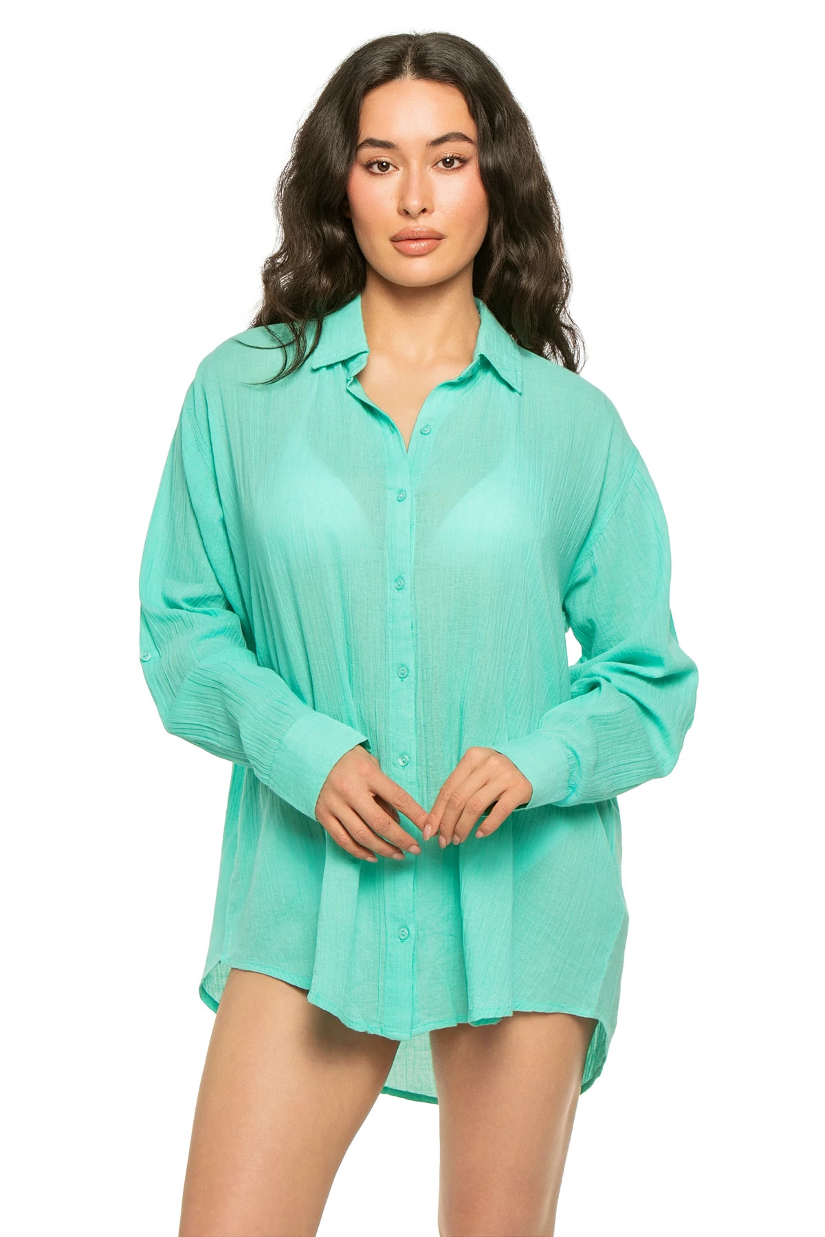 AQUA Graphic Shirt Dress image number 1