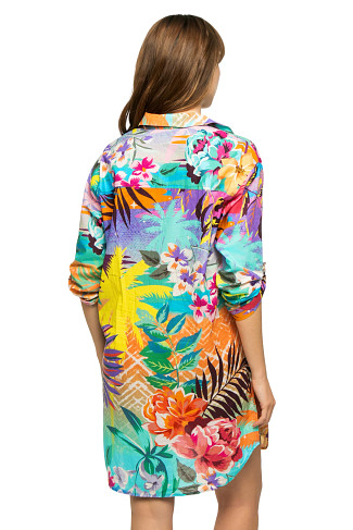 MULTI Zeru Long Sleeve Shirt Dress
