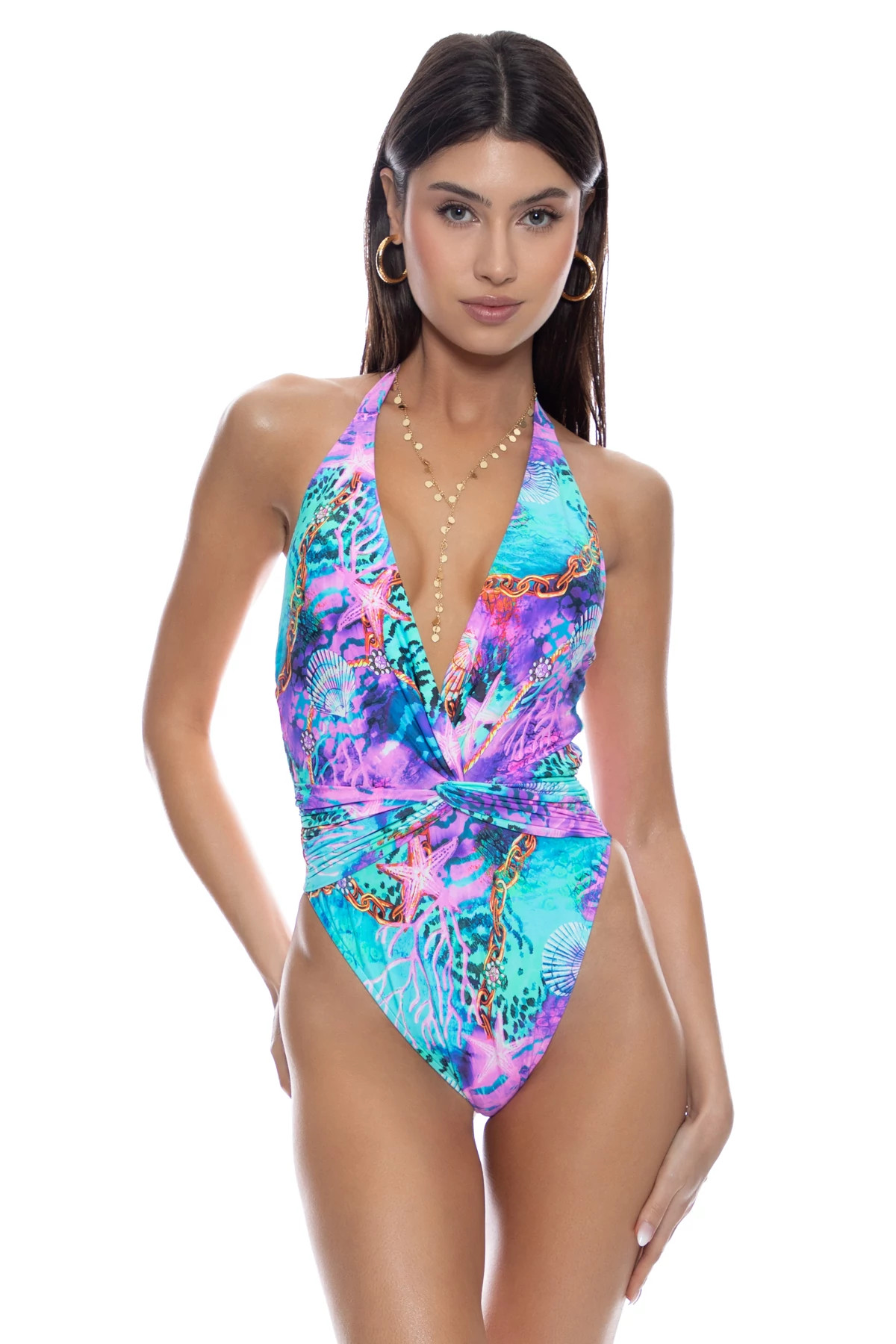 MULTI Treasure Plunge One Piece Swimsuit image number 1