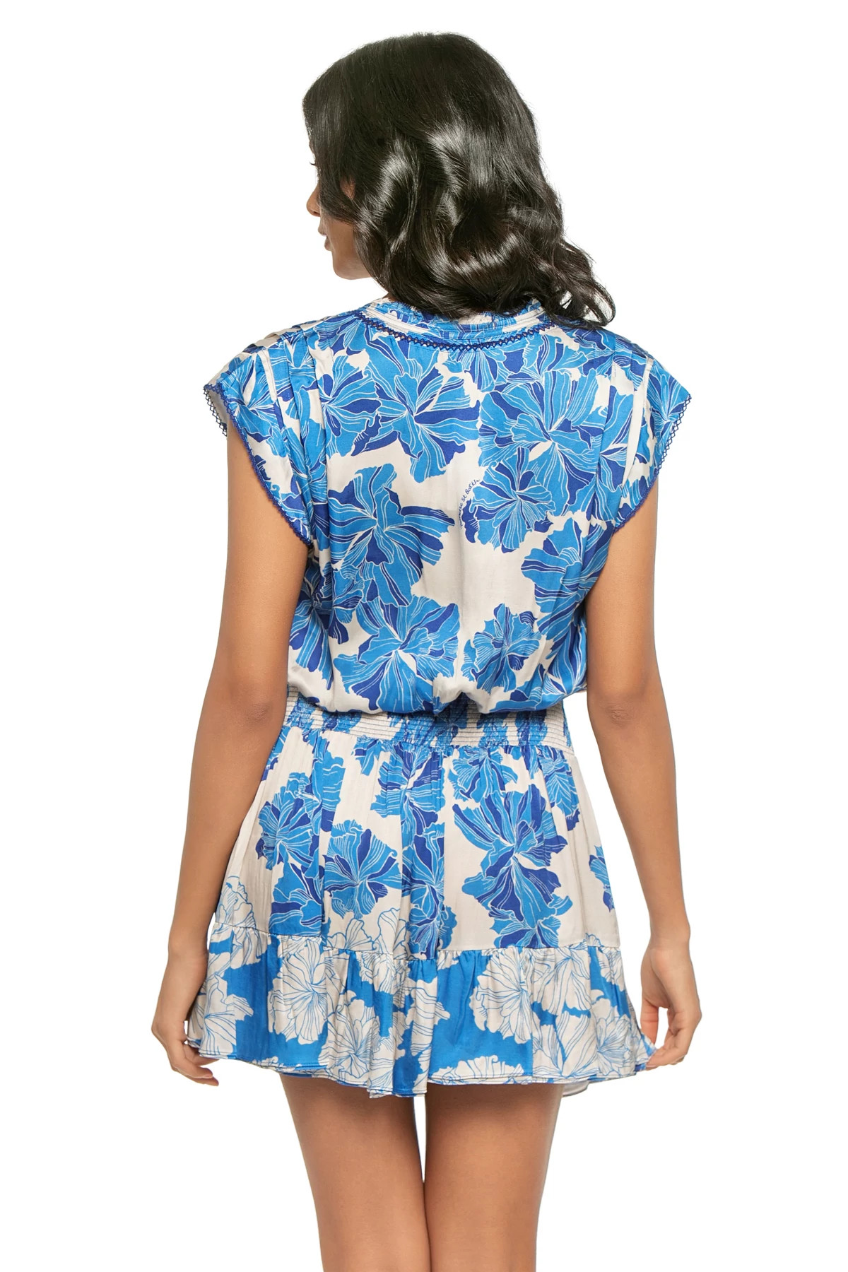 BLUE FLOWER BUNCH Estelle Crochet Trim Mini Dress image number 2