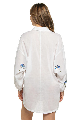 WHITE Embroidered Palm Boyfriend Shirt