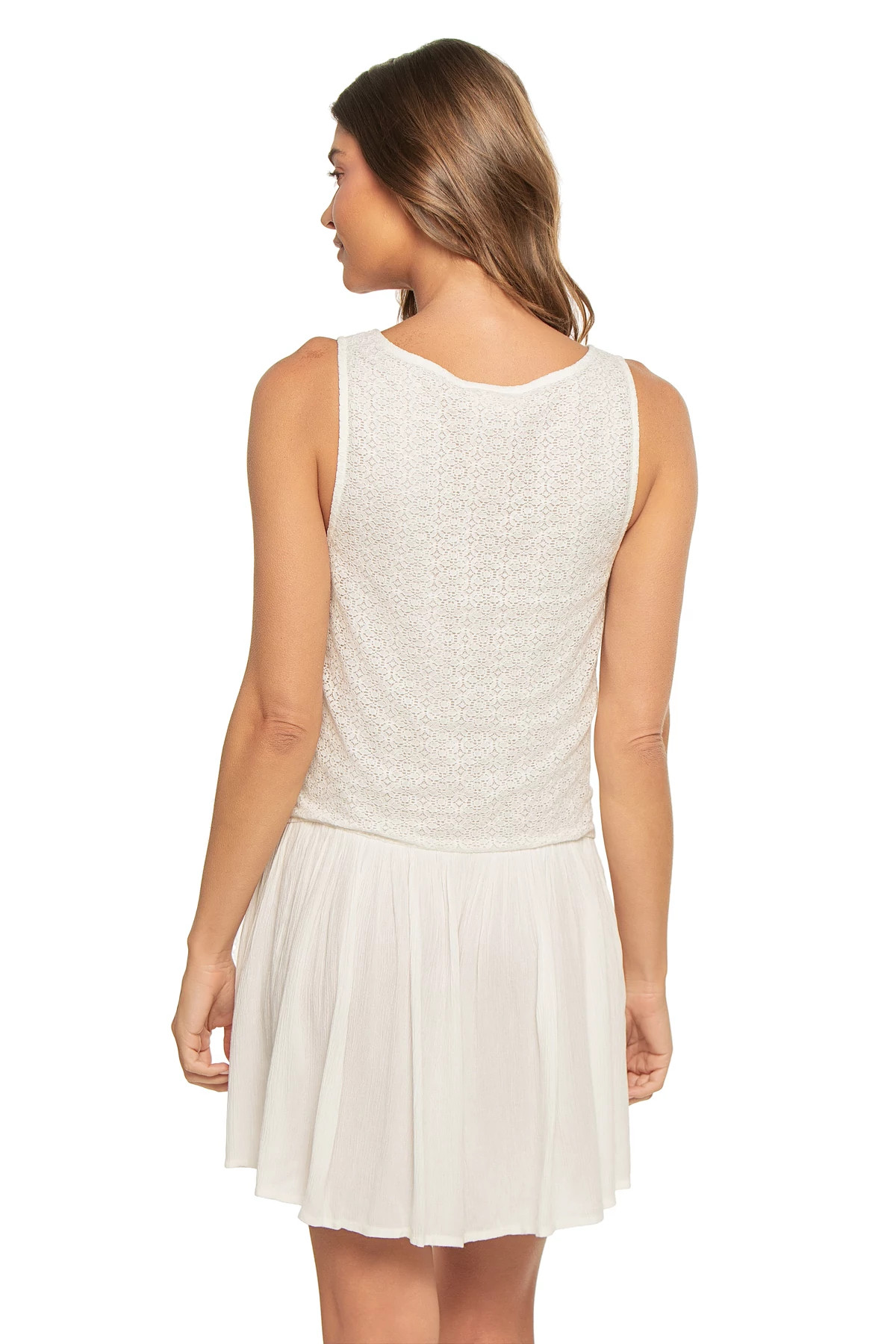 OFF WHITE Medallion Lace V-Neck Mini Dress image number 2