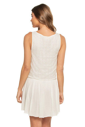 OFF WHITE Medallion Lace V-Neck Mini Dress