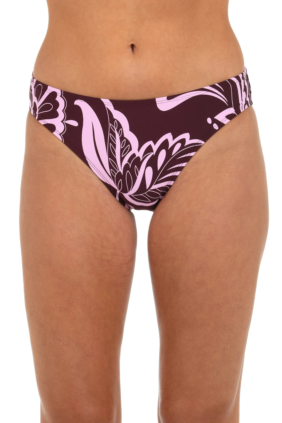 DARK CHERRY Fiji Flora Hipster Bikini Bottom image number 1