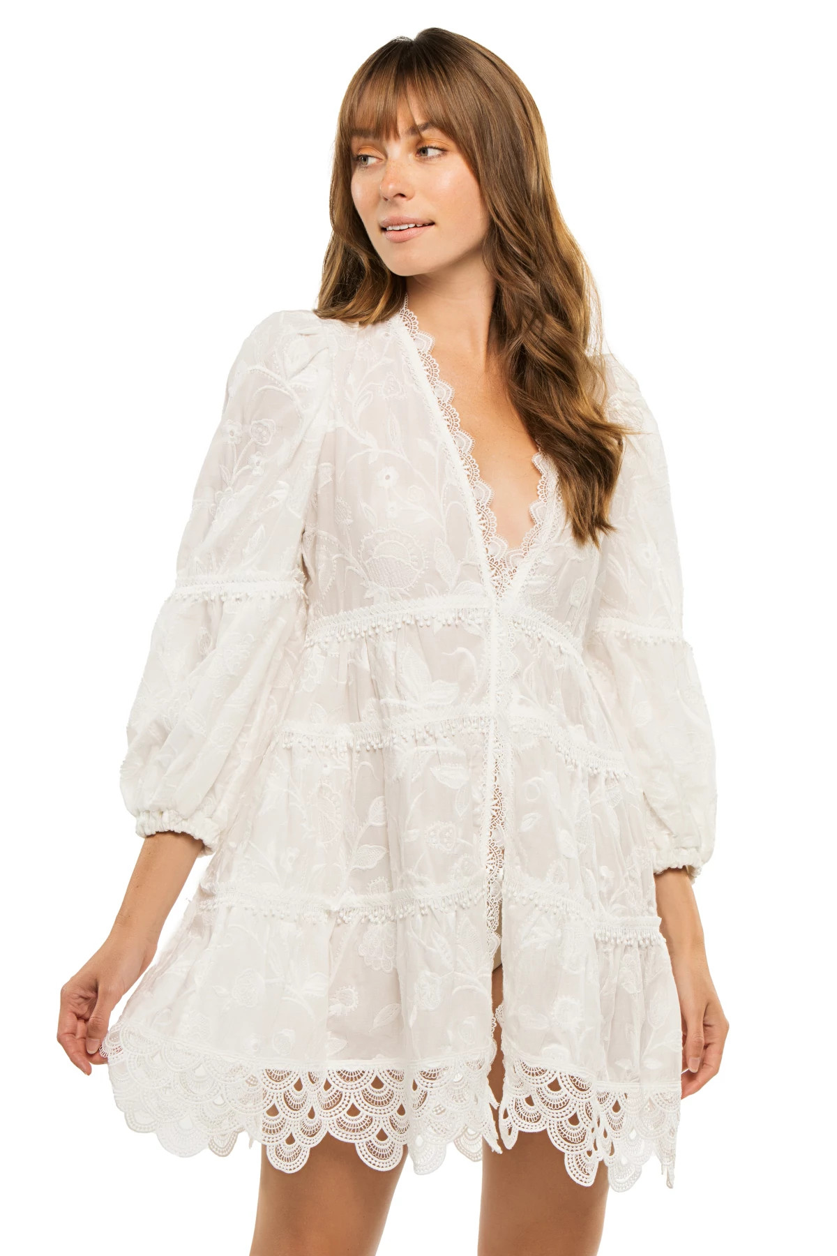 WHITE Pueblito Kimono Mini Dress image number 1