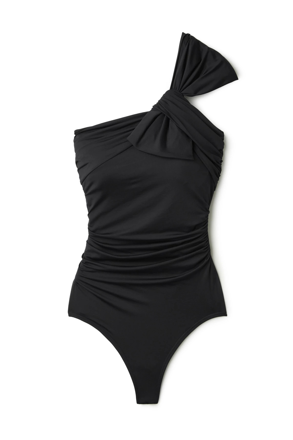 BLACK Underwire Asymmetrical One Piece Swimsuit image number 3