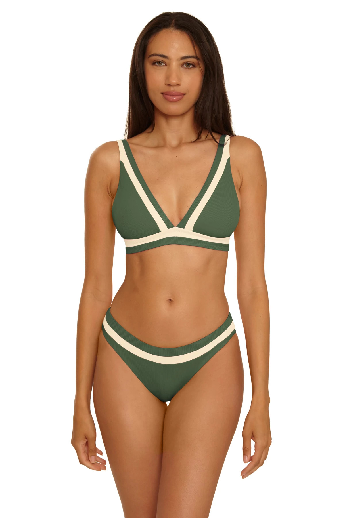 KELP/TAN Claire Ribbed Bralette Bikini Top image number 1