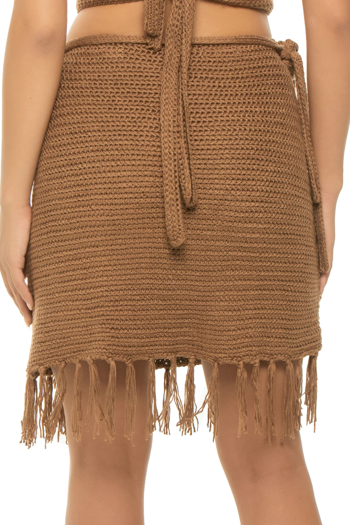 BROWN Crochet Mini Skirt image number 2