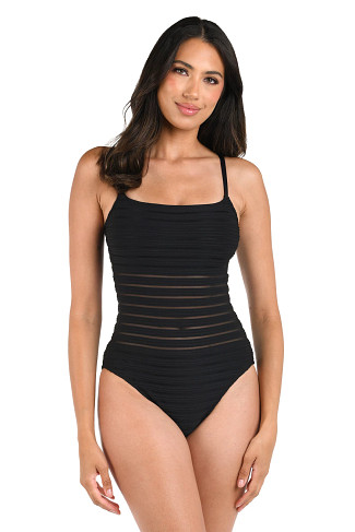 BLACK Mesh One Piece Swimsuit