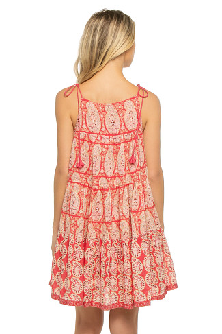 ZAHARA RED Storm Paisley Print Cotton Mini Dress