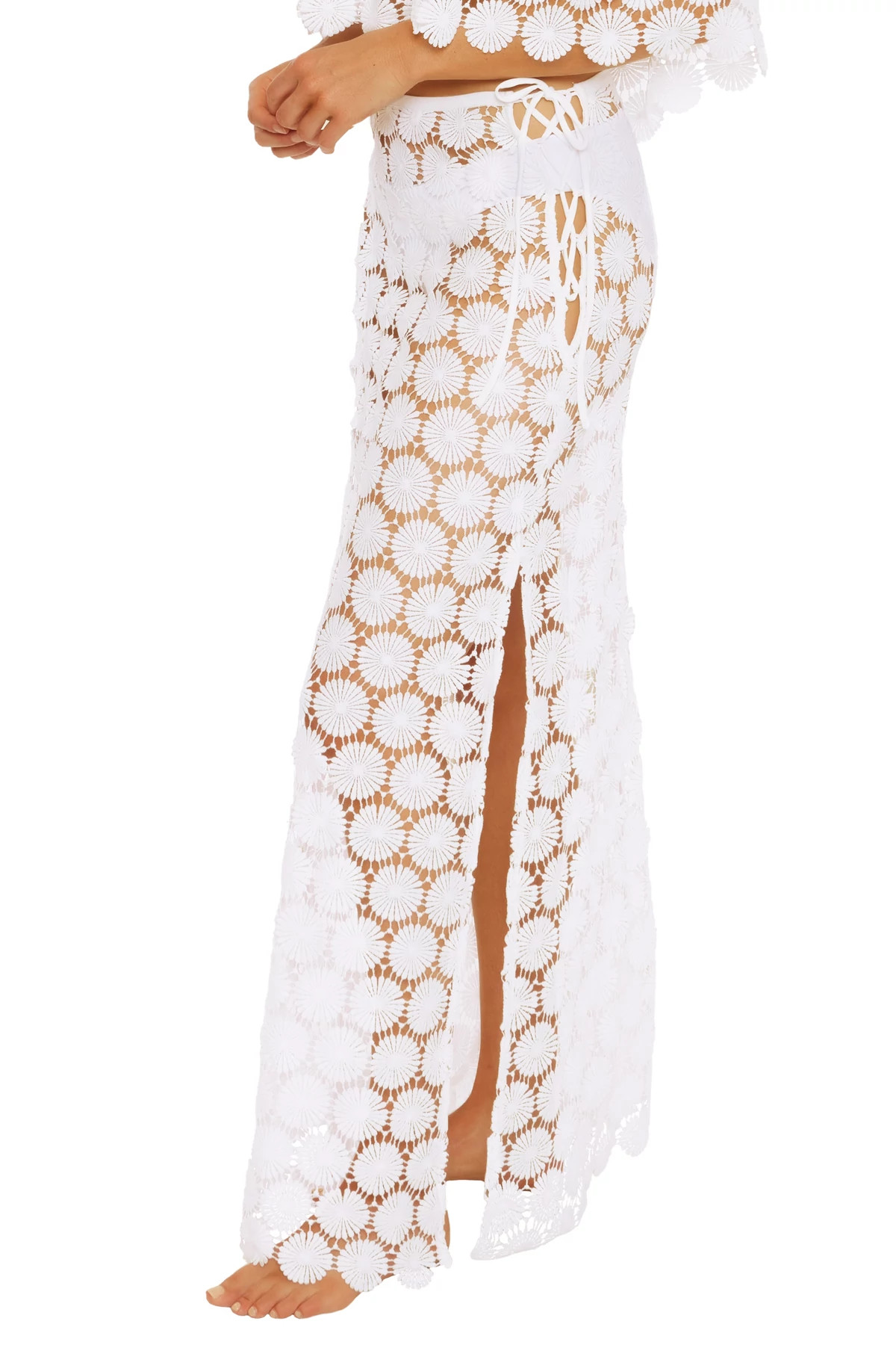 WHITE Bardot Lace Up Maxi Skirt image number 3