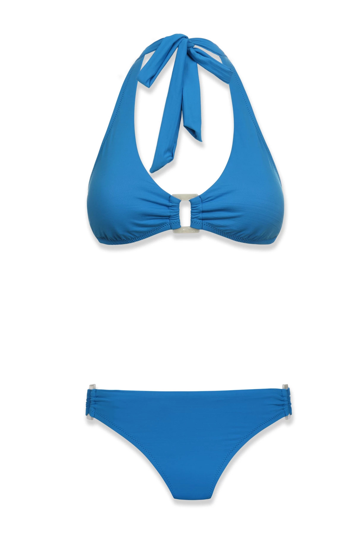 AZURE BLUE Textured Eco Shell Hipster Bikini Bottom image number 5