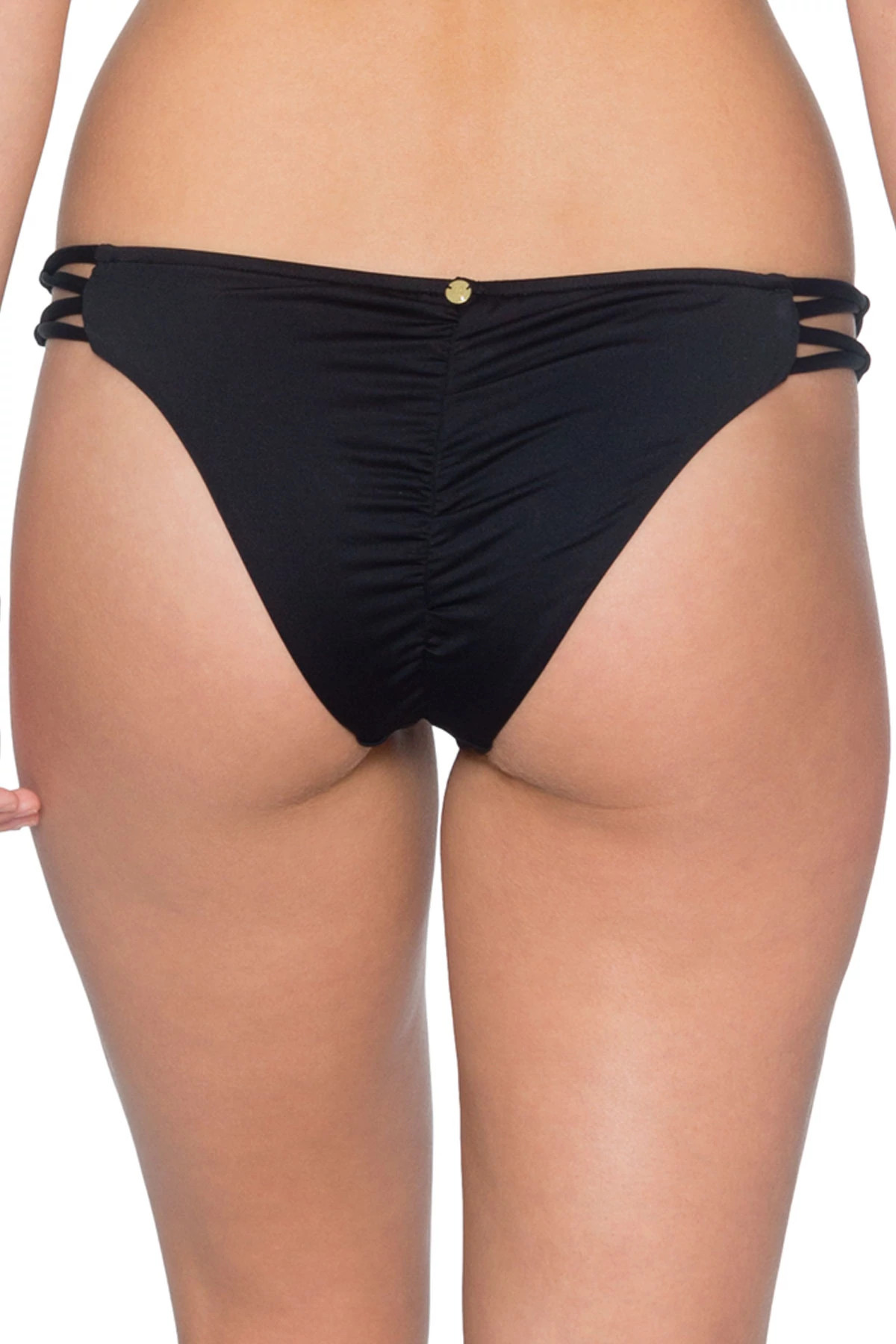 MIDNIGHT Macrame Tab Side Brazilian Bikini Bottom image number 2