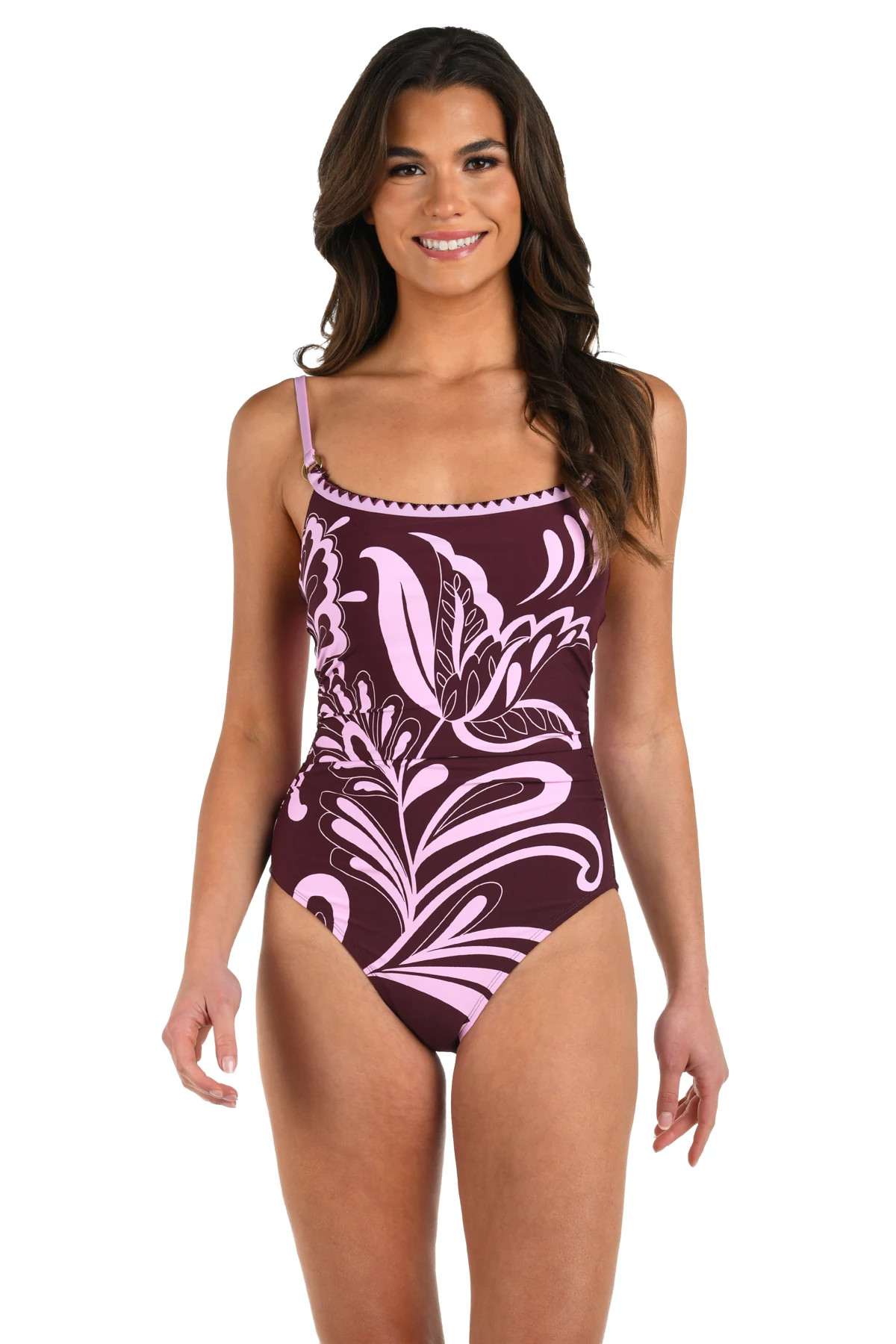 DARK CHERRY Fiji Flora One Piece Swimsuit image number 1