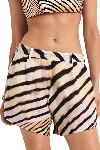 SHELL STRIPE Getaway Linen Shorts