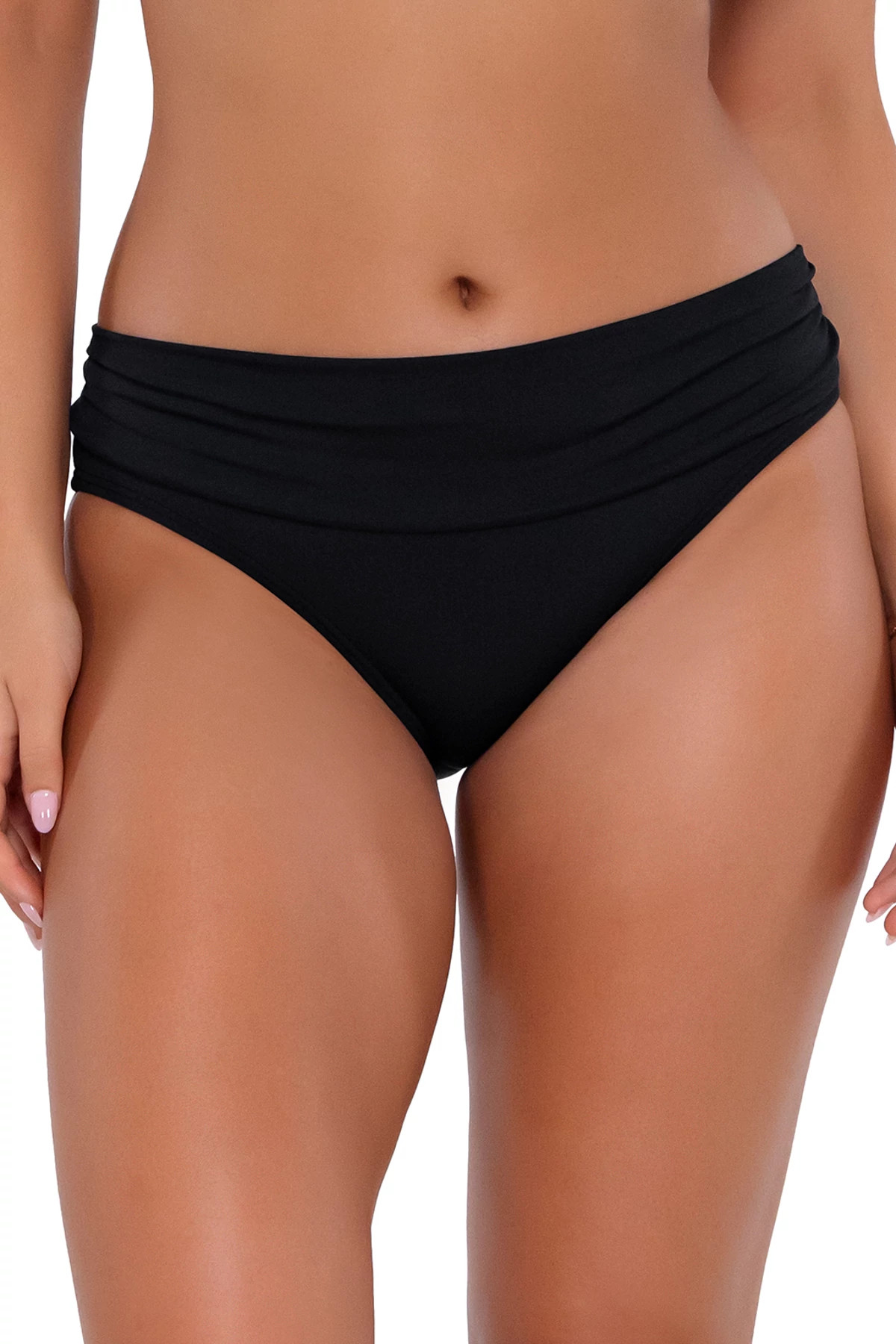 BLACK Shirred Banded Bikini Bottom image number 1