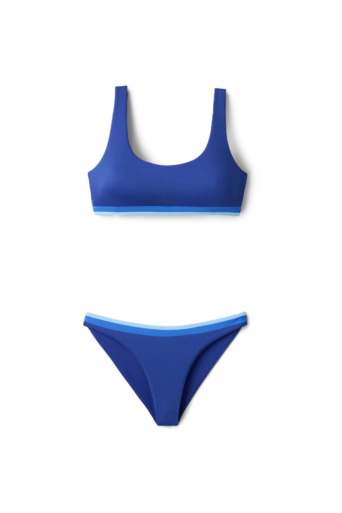 TIDAL BLUE Mandalay Ribbed Brazilian Bikini Bottom image number 3