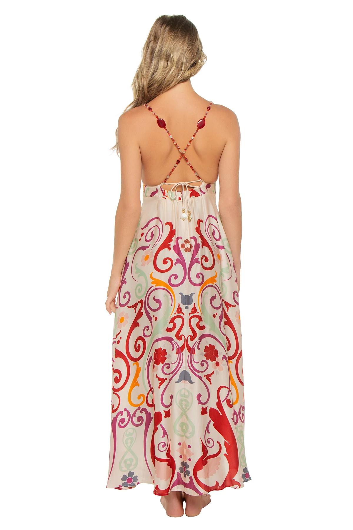 FILETEADO Star Satin Maxi Dress image number 2